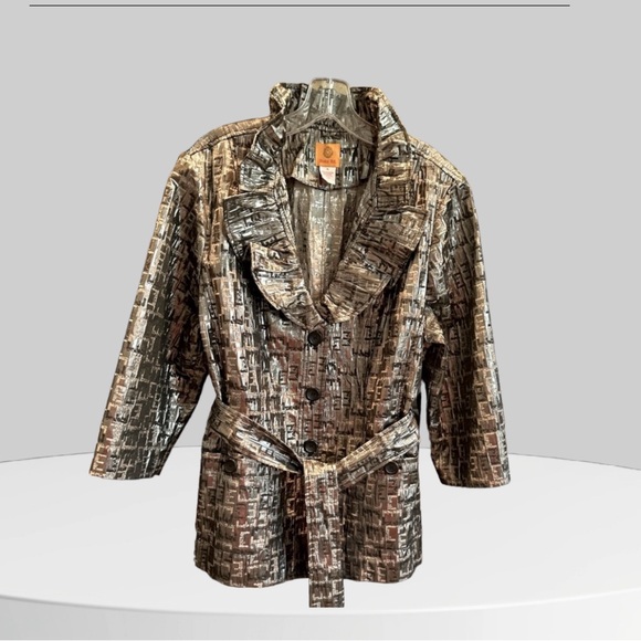 Ruby Rd. Jackets & Blazers - Ruby Rd.| Metallic Ruffled Collar Jacket| Size 16| Silver